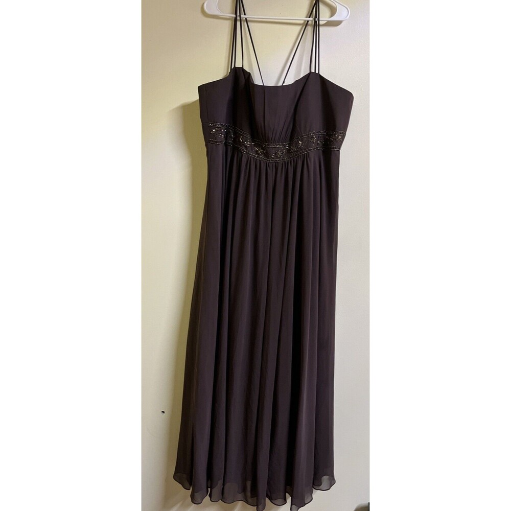 David's Bridal Long Formal Gown Size 22 Mocha Brown Sequins Strapless